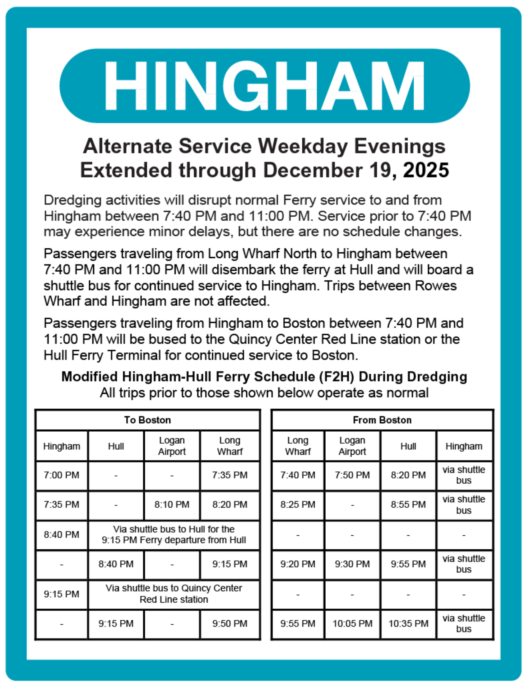 Hingham/Hull Ferry Ferry MBTA